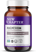 New Chapter Magnesium + Ashwagandha Supplement, 325 mg with Magnesium Glycinate for Muscle Relaxation & Recovery, Heart, Nerve & Bone Health, 2.5X Absorption, Non-GMO - 60 ct (2 Month Supply)