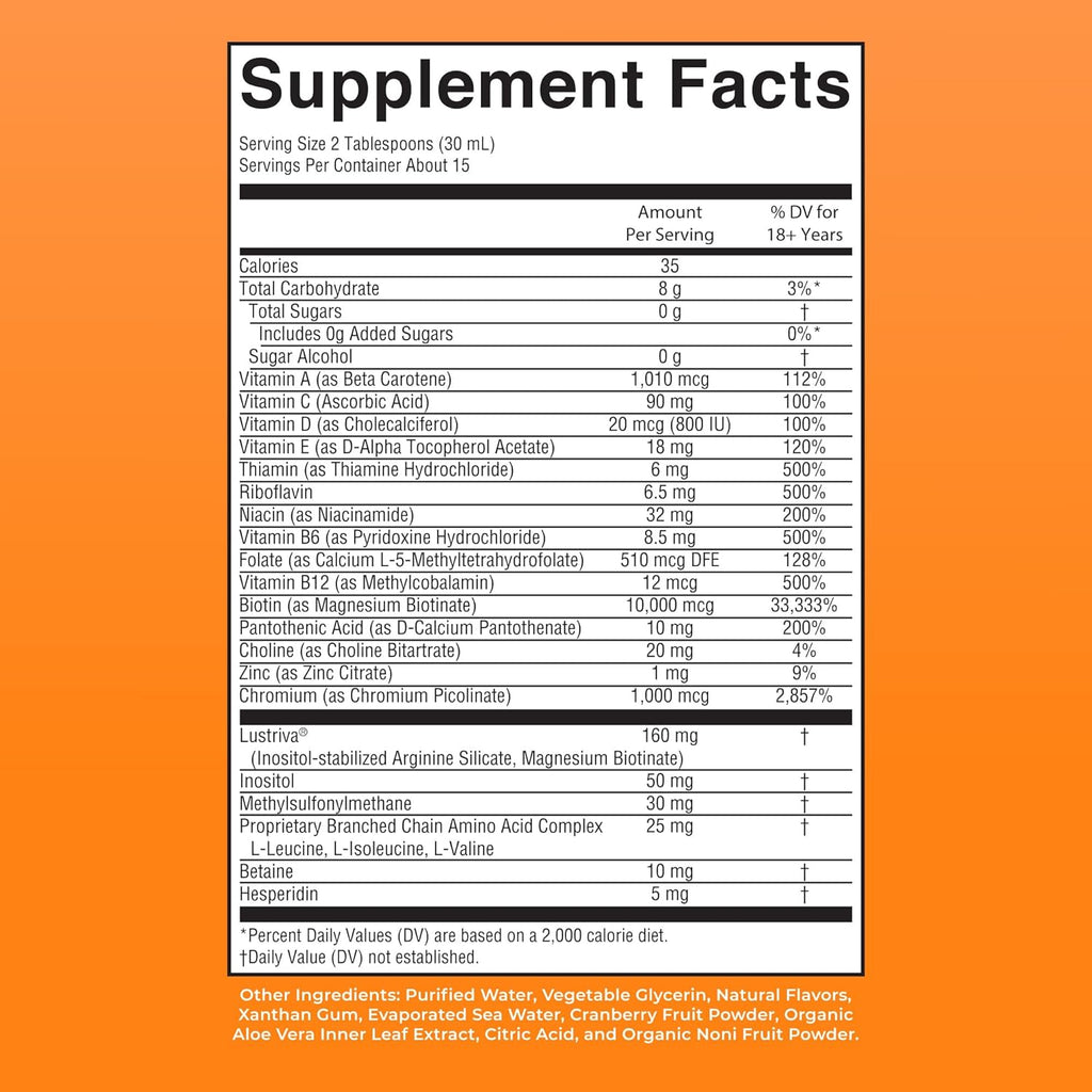 MARYRUTH'S Liquid Multivitamin+Hair Growth | Biotin 10000mcg | Lustriva Hair Growth Supplement | Clinically Tested in Women for Thicker Hair&Facial Wrinkle | Skin Care | Ages 18+ | 15.22 Fl Oz