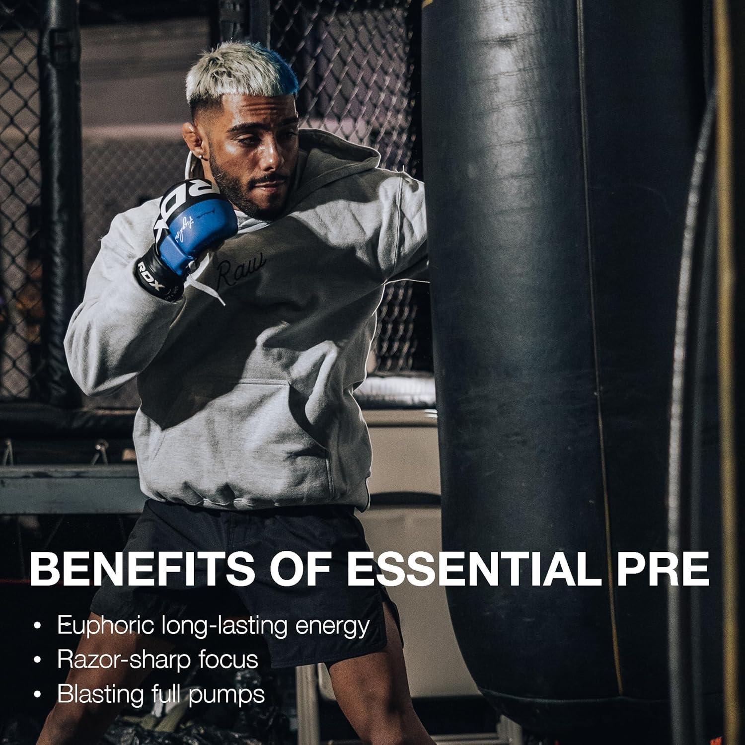 RAW Nutrition - Essential Pre - Chris Bumstead Pre Workout Formula, Sports Nutrition Pre-Workout Powders | Men & Womens Drink, Energy Powder for Working Out (Blue Raspberry)