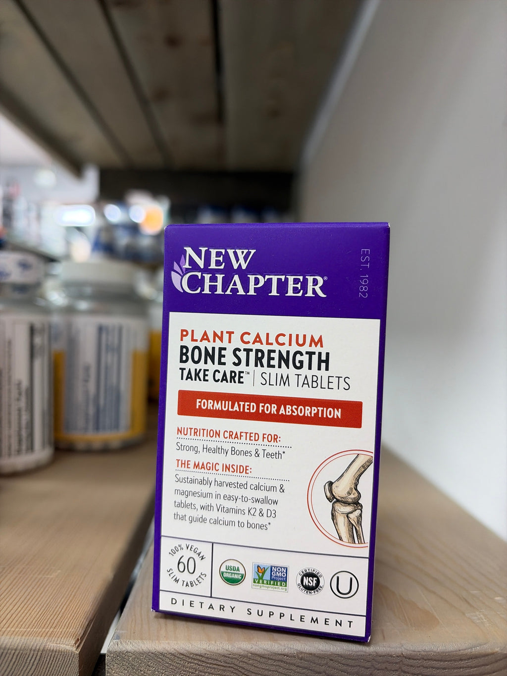 New Chapter Calcium Supplement - Bone Strength Plant-Based USDA Organic Calcium with Magnesium, Vitamin D3+K2, for Bone Health & Joint Mobility, Heart Support, 905 mg dose - 60 Slim Tablets