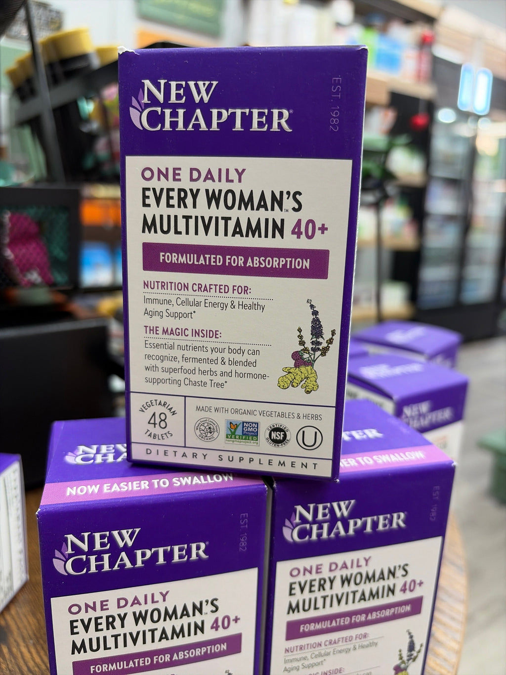 New Chapter Women’s Multivitamin 40+, extra B6 & B12, Biotin for Hair Growth, D3, Vit C, Zinc for Immune & Stress Support, Gentle on an Empty Stomach, One Daily, Non-GMO, Gluten-Free, 48 Tablets