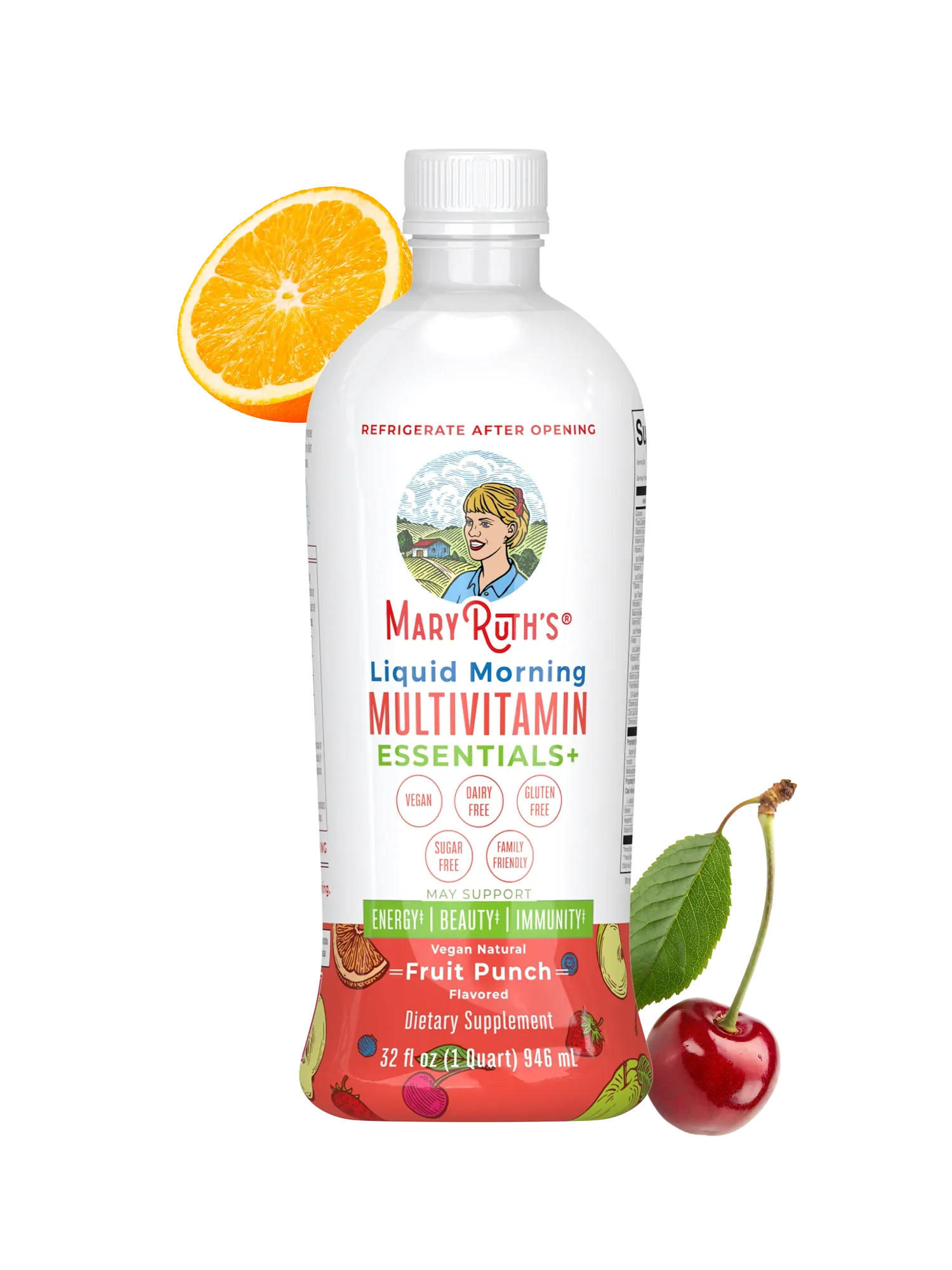 MaryRuth Organics Liquid Morning Multivitamin Essentials+ | Vitamin A C D E B6 B12 Biotin Zinc, Mens Womens Multivitamin, Immune Support, Beauty | Sugar Free | Vitamins for Ages 1+ | Vegan | 32 Fl Oz