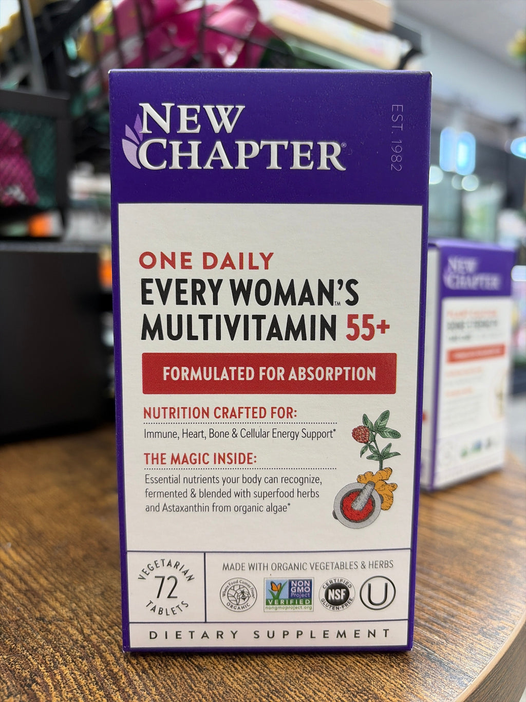 New Chapter Women’s Multivitamin 55+, Astaxanthin, B6, B12, D3, Vitamin C & Zinc, Immune, Heart, Cellular Energy, and Bone Support, Gentle on The Stomach, One Daily, Non-GMO, Gluten-Free, 72 Tablets