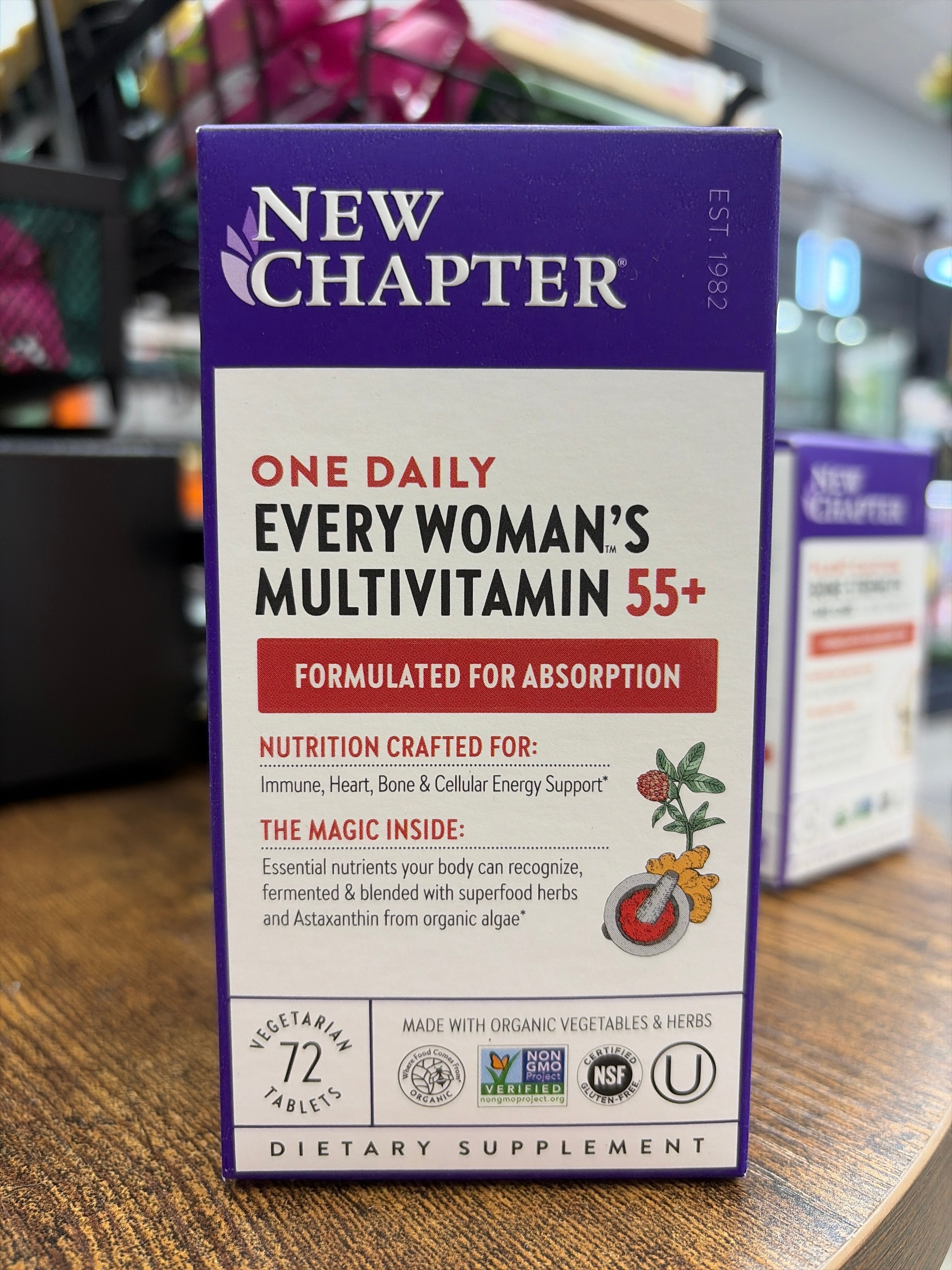 New Chapter Women’s Multivitamin 55+, Astaxanthin, B6, B12, D3, Vitamin C & Zinc, Immune, Heart, Cellular Energy, and Bone Support, Gentle on The Stomach, One Daily, Non-GMO, Gluten-Free, 72 Tablets