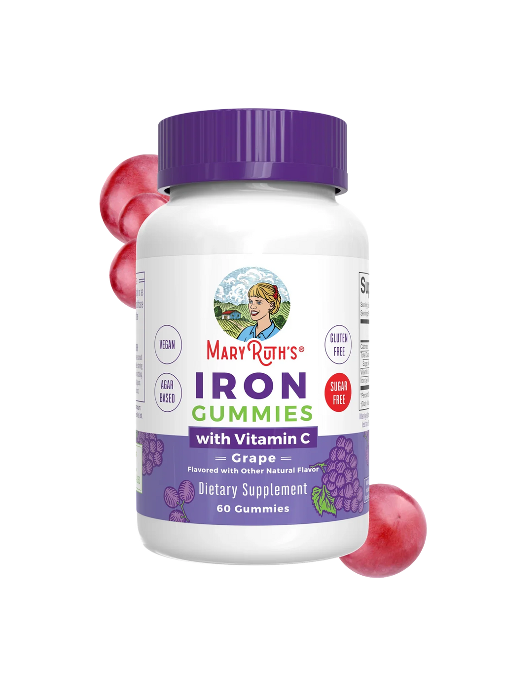 MaryRuth's Iron Gummies for 14+ with Vitamin C for Absorption | Sugar Free | Gummy Iron Supplement + VIT C | Energy Metabolism | Cellular Health | Immune Support | Vegan | Non-GMO | 60 Count