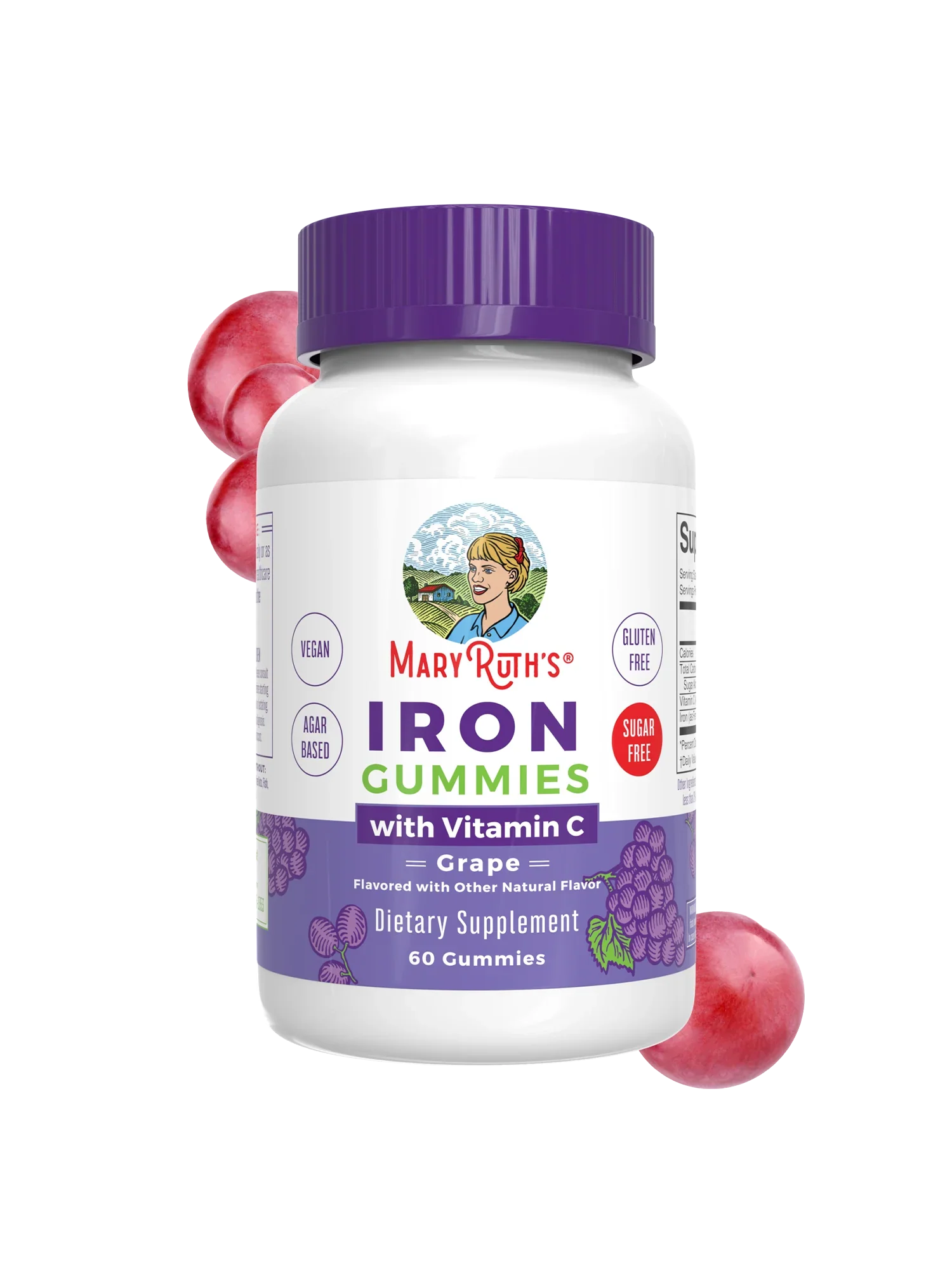MaryRuth's Iron Gummies for 14+ with Vitamin C for Absorption | Sugar Free | Gummy Iron Supplement + VIT C | Energy Metabolism | Cellular Health | Immune Support | Vegan | Non-GMO | 60 Count
