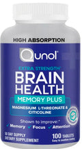 Brain Health Memory Plus - Magnesium L-Threonate & Citicoline Tablets - Supports Focus, Memory & Attention - High Absorption, Caffeine-Free, Easy to Swallow - 100 Count (50-Day Supply)