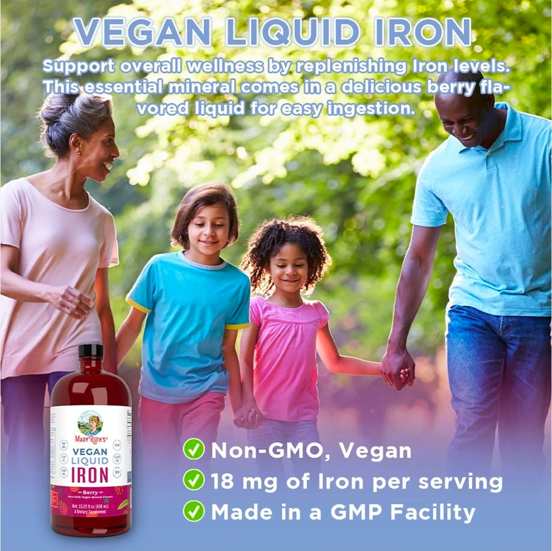 MaryRuth’s Liquid Iron | Iron Supplement for Women Men & Kids | Red Blood Cell Formation | Oxygen Support | Energy Metabolism | Ages 4 & Up | Sugar Free | Vegan | Non-GMO | Gluten Free | 15.22 Fl Oz