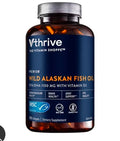 Vthrive Premium Wild Alaskan Fish Oil with Vitamin D3 - Supports Cardiovascular Health - 1,375 DHA/EPA (120 Softgels)