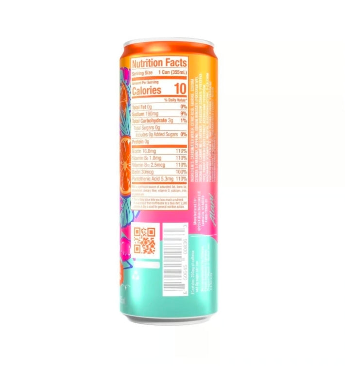 Alani Nu ORANGE KISS, Sugar Free, Low Calorie Energy Drinks, 200mg Caffeine, Biotin, B Vitamins, Zero Sugar, 10 Calories, 12 Fl Oz Can