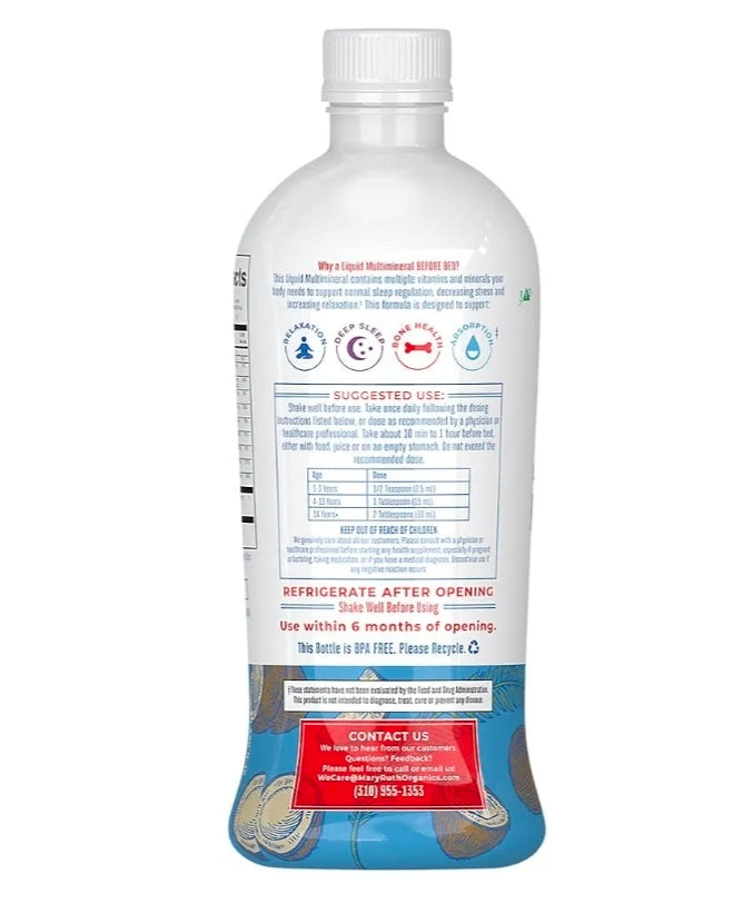 MaryRuth's Liquid Nighttime Multimineral | NO Melatonin | Bedtime Routine | Magnesium Citrate | Calcium | Zinc | Vitamin D3 | Available in 4 Flavors | Vegan | Sugar Free | Gluten Free | 32 Oz