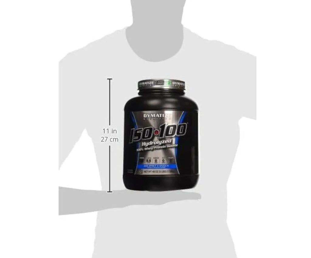 Dymatize ISO100 Whey Protein Powder Isolate, Vanilla, 25g of Protein, 3 Pound, 5.5g BCAAs, Less Than 120 Cal., Gluten Free, 1g Fat, 1g Sugar, 2g Carb (45 Servings)