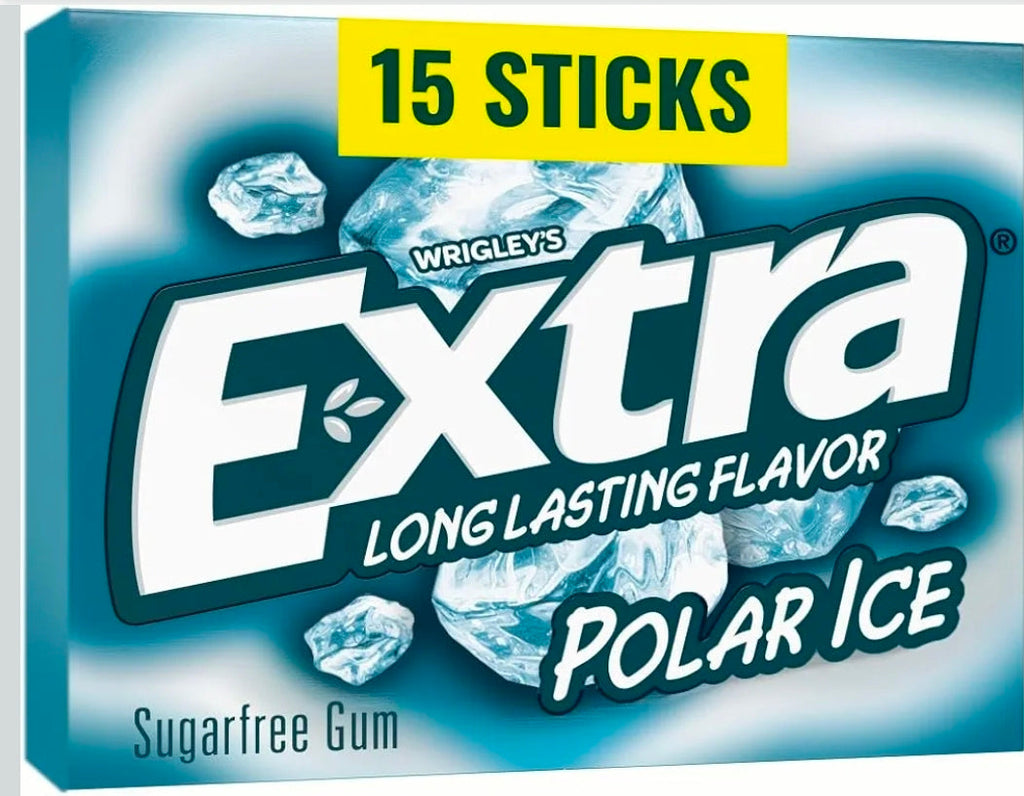 EXTRA Polar Ice Chewing Gum Packs, Sugar Free Gum in Bulk with Strong Mint Flavor for Freshening Breath, 15 Sticks