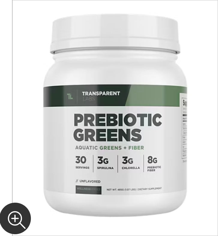 Transparent Labs Prebiotic Greens - Superfood Powder & Antioxidants Supplement with Organic Spirulina, Chloerra, Acacia, & Green Banana Powder - 30 Servings, Unflavored