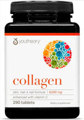 Youtheory Advanced Collagen - 6,000 mg Hydrolyzed Collagen Peptides - Includes Antioxidants & Contains Vitamin C - Hair Growth, Nails, Joint Health & Bone Support* - 290 Tablets (48-Day Supply)