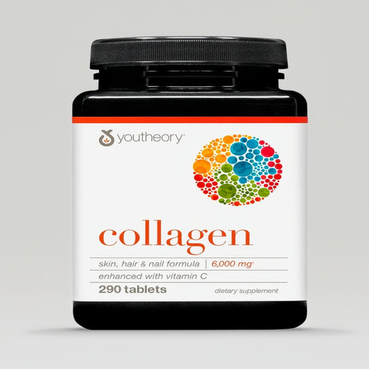 Youtheory Advanced Collagen - 6,000 mg Hydrolyzed Collagen Peptides - Includes Antioxidants & Contains Vitamin C - Hair Growth, Nails, Joint Health & Bone Support* - 290 Tablets (48-Day Supply)