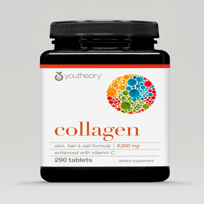 Youtheory Advanced Collagen - 6,000 mg Hydrolyzed Collagen Peptides - Includes Antioxidants & Contains Vitamin C - Hair Growth, Nails, Joint Health & Bone Support* - 290 Tablets (48-Day Supply)