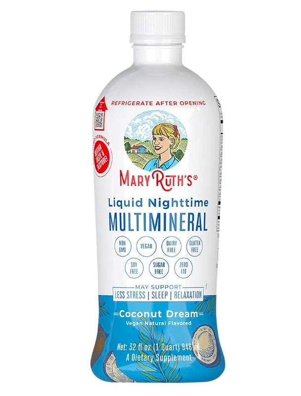 MaryRuth's Liquid Nighttime Multimineral | NO Melatonin | Bedtime Routine | Magnesium Citrate | Calcium | Zinc | Vitamin D3 | Available in 4 Flavors | Vegan | Sugar Free | Gluten Free | 32 Oz
