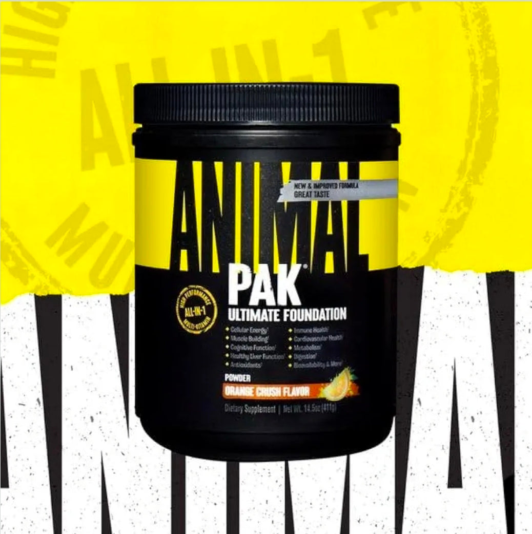 Animal Pak - Convenient All-in-One Vitamin & Supplement Powder, Orange Crush - Zinc, Vitamins C, B, D, Amino Acids, Immune Support, Digestive Enzymes - Daily Multivitamin for Women & Men - 60 Scoops