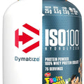 Dymatize x Fruity Pebbles ISO100 Whey Protein Powder Isolate, 25g of Protein, 5.5g BCAAs, 120 Cal., Gluten Free, 1g Fat, 1g Sugar, 2g Carb (75 Servings)