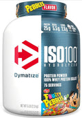 Dymatize x Fruity Pebbles ISO100 Whey Protein Powder Isolate, 25g of Protein, 5.5g BCAAs, 120 Cal., Gluten Free, 1g Fat, 1g Sugar, 2g Carb (75 Servings)