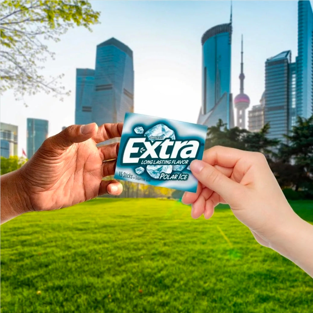 EXTRA Polar Ice Chewing Gum Packs, Sugar Free Gum in Bulk with Strong Mint Flavor for Freshening Breath, 15 Sticks