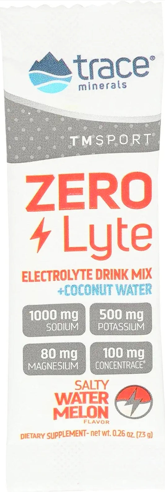 Trace Minerals ZeroLyte Salty Watermelon Flavor - Sugar Free Electrolyte Drink Mix - Supports Hydration, Energy, Stamina - Ancient Sea Salt, Full Spectrum Minerals, Coconut Water