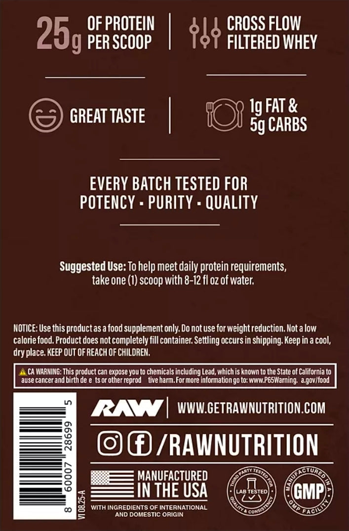 RAW Whey Isolate Protein Powder, Dark Chocolate - 100% Grass-Fed Sports Nutrition Whey Protein Powder for Muscle Growth & Recovery - Low-Fat, Low Carb, Naturally Flavored & Sweetened - 25 Servings