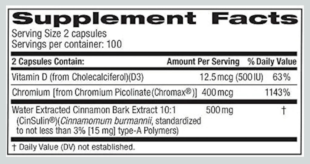 Tru-Nature Cinnamon Concentrate Cinsulin 500mg, 200 Vegetarian Capsule, 3 Months Supply