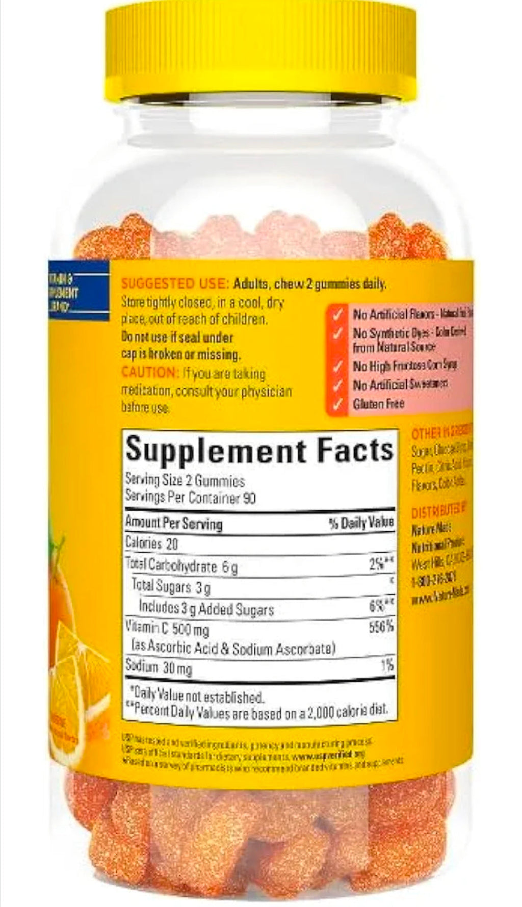 Nature Made Extra Strength Dosage Vitamin C 500 mg per serving, Dietary Supplement, Vitamin C Gummies for Immune Support, 60 Gummies, 30 Day Supply