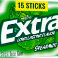 EXTRA Spearmint Back To School Sugar Free Chewing Gum Back to School Supplies, 15 Stick Pack