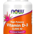 NOW Foods Supplements, Vitamin D-3 2,000 IU, High Potency, Structural Support*, 120 Softgels