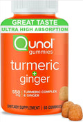 Qunol Turmeric and Ginger Gummies - Joint Support Supplement with Ultra High Absorption, 90 Count Vegan and Gluten Free Gummies